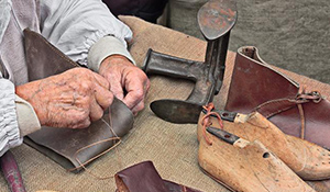 person making a shoe